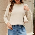 thumbnail image 5 of VISALY Pullover Crewneck Sweatshirt Crochet Sweaters Casual Long Sleeve Pullover Sweaters O Neck Oversized Ribbed Knit Fall Winter Sweater Loose Fit Hoodie Baggy Sweaters Tunic Sweater Beige L, 5 of 8