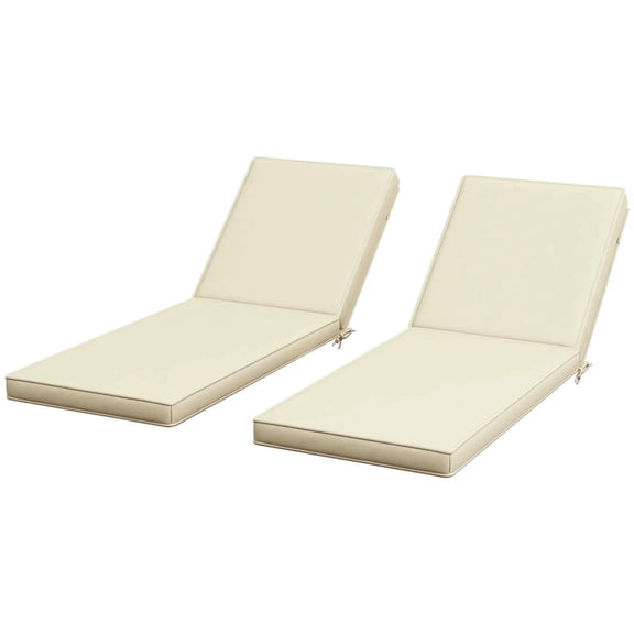 YYAo Outdoor Chair Cushions, Waterproof Outdoor Seat Pads, 2 Patio Chaise Lounge Chair Cushions with Backrests, Replacement Patio Cushions, Beige