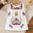 thumbnail image 2 of 6-12 Months Baby Girl's Summer Dresses Short Sleeve Casual Vintage Print Shirt Dress Little Kids Clothes Children Age 0-3 Years, 2 of 7