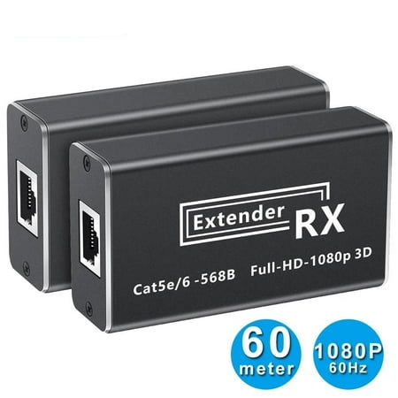 AUBEAMTO 196FT/60m HDMI Extender with IR & Loop Out 1080P HDMI Extender No Loss RJ45 to HDMI Extender Transmitter Receiver over Cat5e/Cat6
