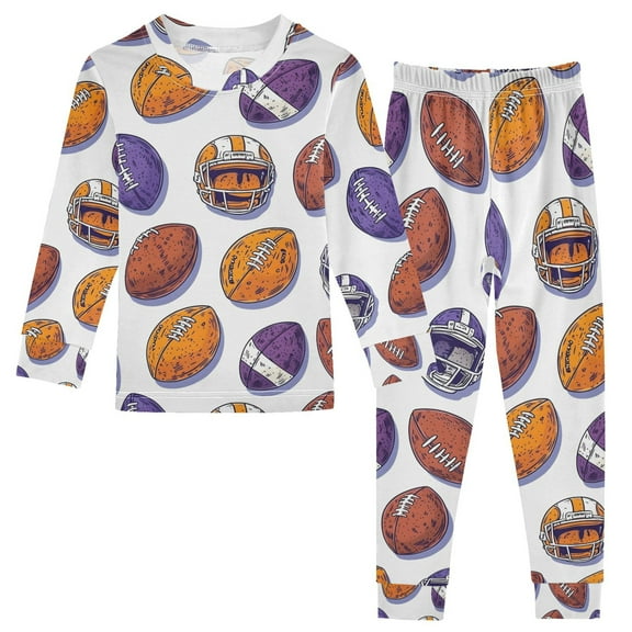joogoo Rugby Football Balls 2 Piece Long Sleeve Tee and Pants Cotton Pajama Set 5Y