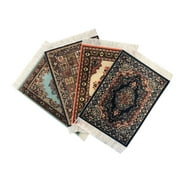 Lot of 4 Elegant Carpet Coasters – Fabric with Oriental Designs – Kitchen and Bar Mats