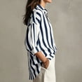 thumbnail image 6 of Rexolia Women's Striped Button Down Shirt Regular Fit Long Sleeve Business Casual Navy L, 6 of 6