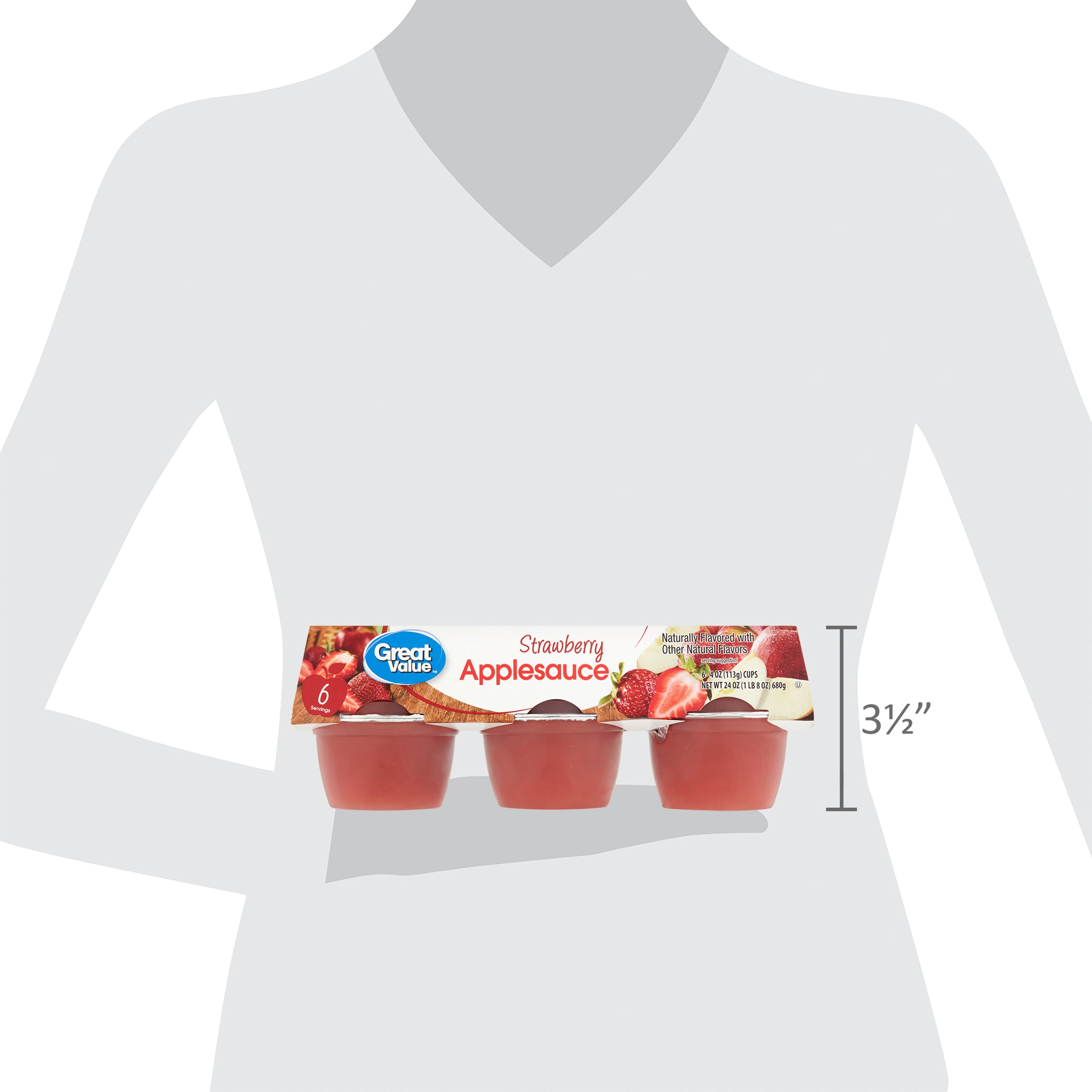 (4 pack) Great Value Strawberry Applesauce, 4 oz, 6 Count