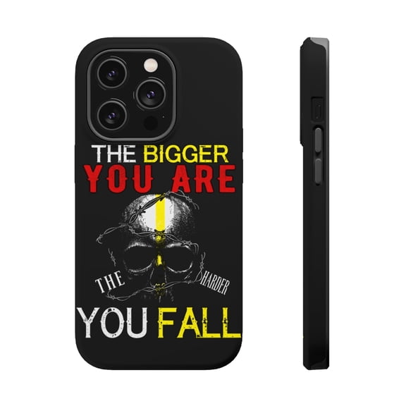 DistinctInk Tough Case for Apple iPhone 15 PRO (6.1" Screen), Compatible with MagSafe Charging - Bigger You Are Harder Fall