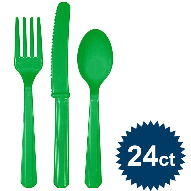 Green Cutlery Set Party Supplies