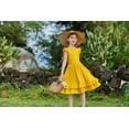 thumbnail image 5 of Arshiner Girls Dress Casual Boho Ruffle Sleeve Yellow A Line Flowy Summer Sundress with Pockets for 7-8 Years, 5 of 6