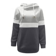 thumbnail image 4 of Pompotops Femmes Décontracté Patchwork Pull Col Roulé Sweat à Capuche Manches Longues avec Cordon de Serrage, 4 of 6