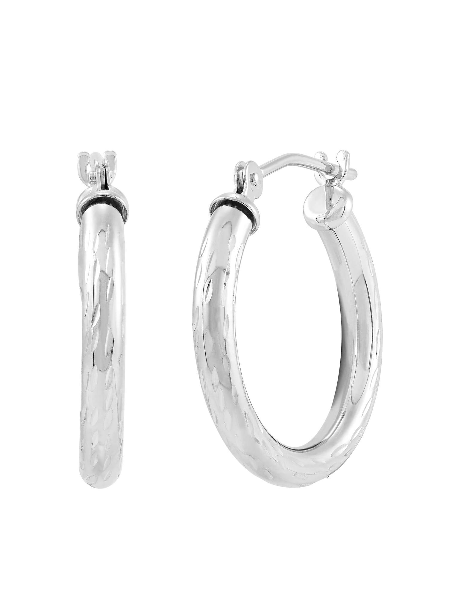 Brilliance Fine Jewelry 10K White Gold 2.3MMx18MM Hollow Round Hoop Earrings