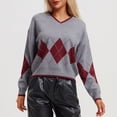 thumbnail image 6 of Erwazi Sweaters Women's Color Block Fall Winter V Neck Long Sleeve Warm Soft Knitted Pullover, 6 of 7