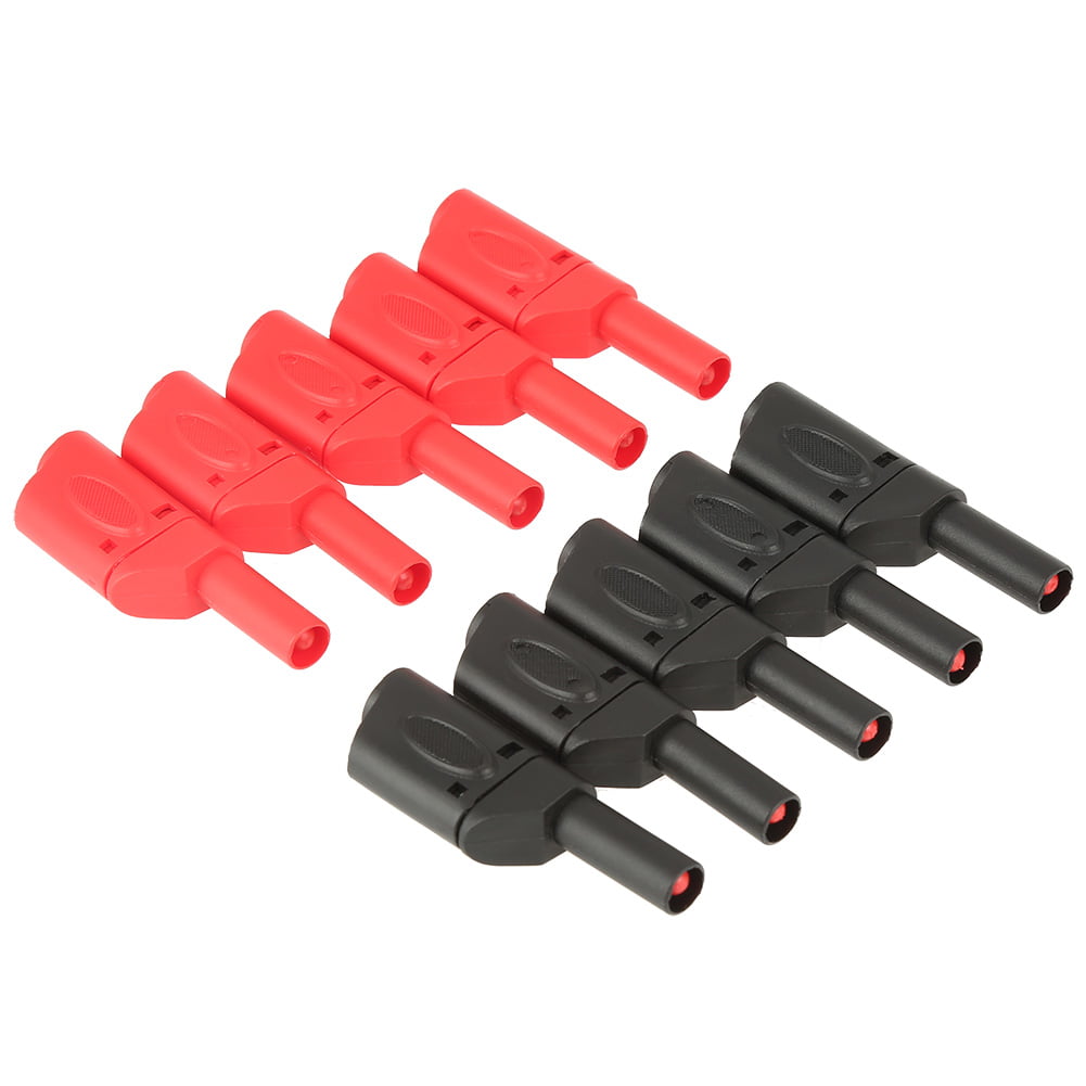 Black 10 Pcs 4 mm Banana Plug to Banana Plug Cable Test Lead Wire Cable Red 