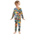 thumbnail image 3 of BZSMCE Unisex Pajama Set Snug-Fit Cotton Sleepwear Fish Mosaic Printed, 3 of 7