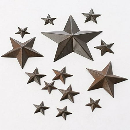 Package Of 42 Assorted Size Rustic Tin Barn Stars For Embellishing