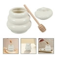 thumbnail image 4 of 1 Juego de Tarro de Miel de Porcelana, Dispensador de Miel, Tarro de Cerámica con Tapa y Cucharón, 4 of 7