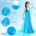 thumbnail image 3 of Jurebecia Girls Snow Queen Dress Princess Dresses Shimmering Sequin Mesh Cape & Costume-up Accessories for Cosplay Halloween 10 (9-10Years), 3 of 17