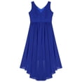thumbnail image 4 of Hansber Kids Girls Sleeveless V-neck Party Dress Wedding Bridesmaid Dresses High Low Chiffon Pageant Gown Blue 8, 4 of 7