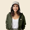thumbnail image 4 of Dalix Cappuccino Embroidered Fleece Cropped Zip Hoodie Cold Fall Winter Womens in Military Green L Large, 4 of 5