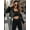 Black, variant on Women's Leather Jacket Faux Motorcycle Biker Short Coat Belt Crop 2236 Black L