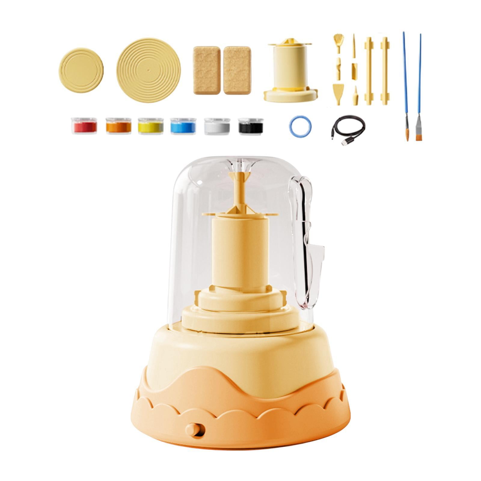 Tachiuwa Electric Pottery Wheel Set for Kids Art Painting Kit Pottery Forming Machine Yellow