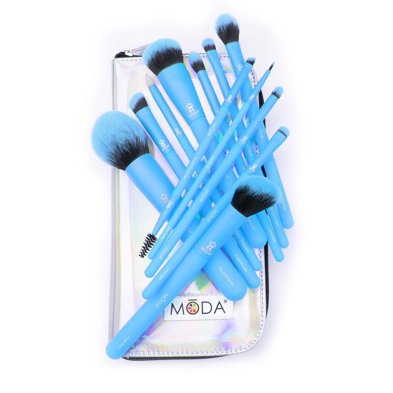 Moda Brush Totally Electric Neon Blue Full Face 13pc Makeup Brush Set