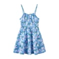thumbnail image 2 of Sleeveless Summer Dresses Girls Spaghetti Strap Floral Vacation Tiered Dresses Casual Going Out Beach Outfits Blue, 10 Years, 2 of 6