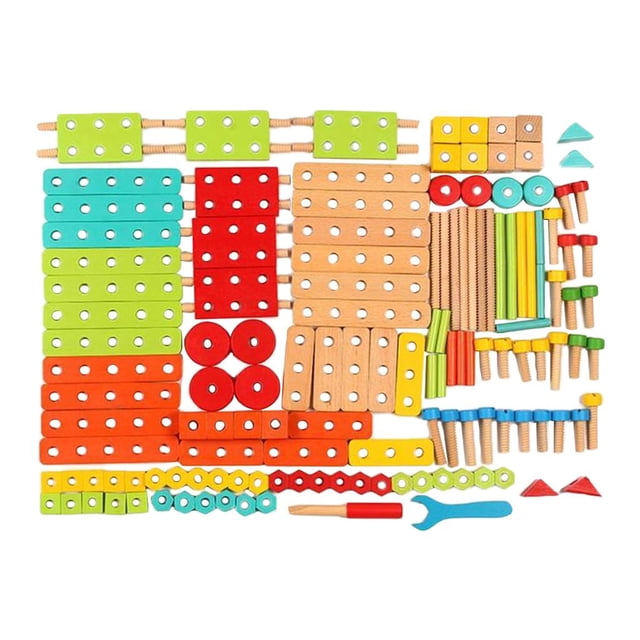 TISHITA Wood Building Block Kids Creative Construction Puzzles Toy D 138pcs