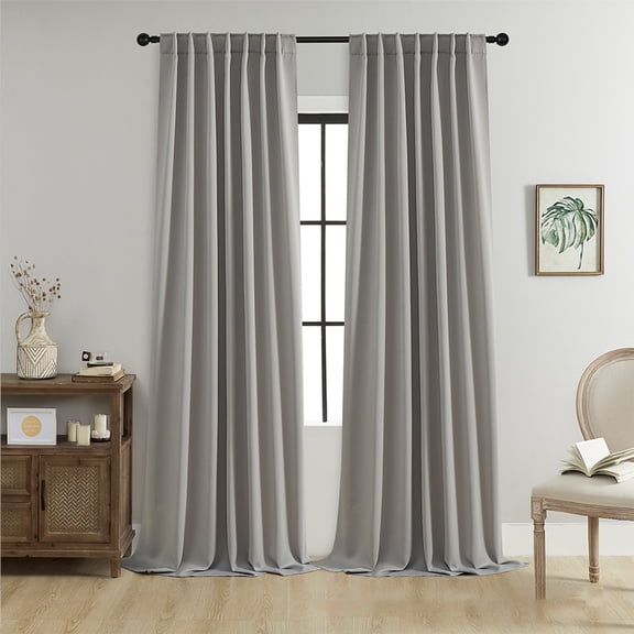 Btomtd 2pcs Elegant Curtain Panel Pair, Layering Overlay Curtains for Bedroom Window, Blackout Curtains for Sophisticated Look - 39.37"x51.18", Gray