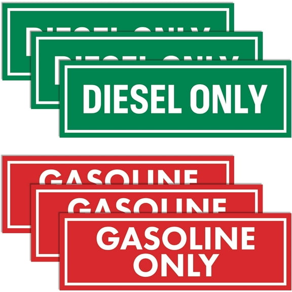 Sutter Signs 6pc Diesel Only & Gasoline Only Stickers for Fuel Tank | Weatherproof Adhesive Decals for Trucks, Tractors, Fuel Cans, Gas Caps