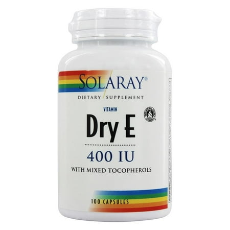 Solaray Vitamin E, Dry 400 IU w/ Mixed Tocopherols | Non-Oily | Healthy Cardiac Function, Antioxidant Activity & Skin Health Support | 100