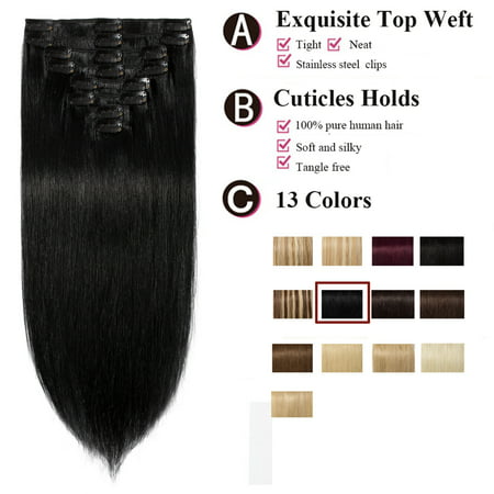 S Noilite Remy Clip In Full Head Straight 100 Human Hair