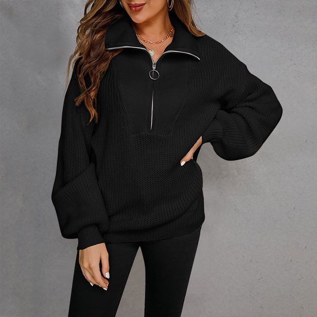 Qertyioot V Neck Sweaters for Women Fall Plus Size Casual Loose Solid Pocket Long Sleeve Tops Blouse