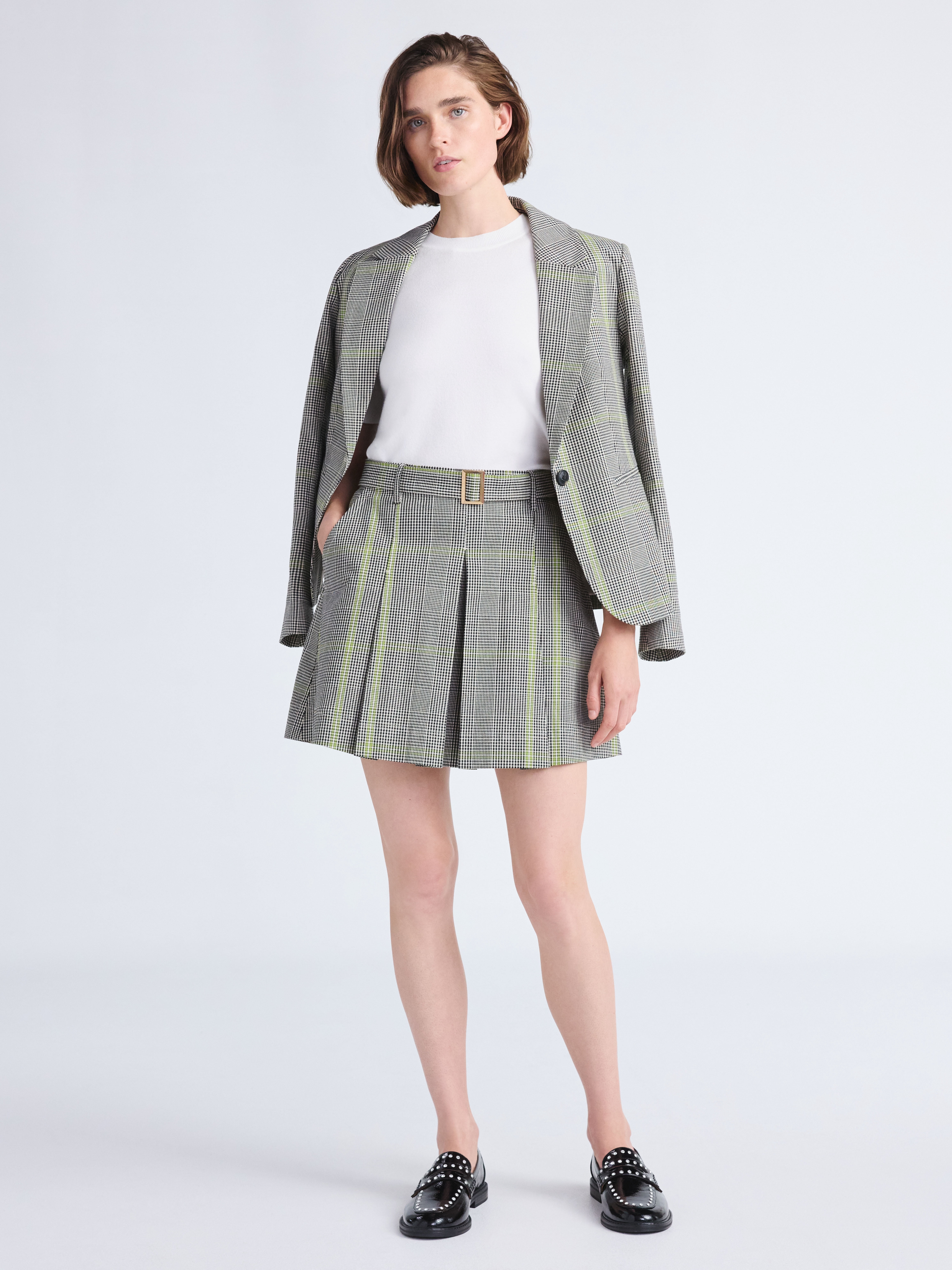 Free Assembly Women's Pleated Mini Skirt with Belt, Sizes XS-XXL