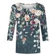 thumbnail image 5 of Craaazy Women's Vintage Floral Print 3/4 Length Sleeve Crewneck Spring T-shirts Gifts, 5 of 5