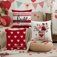 thumbnail image 2 of Housses de Coussin de la Saint-Valentin 18 x 18 Pouces Ensemble de 4, Pois Rouges Cœurs Blancs Rayés Amour Taies d'Oreiller Décoratives pour Décoration de Canapé Maison, 2 of 5