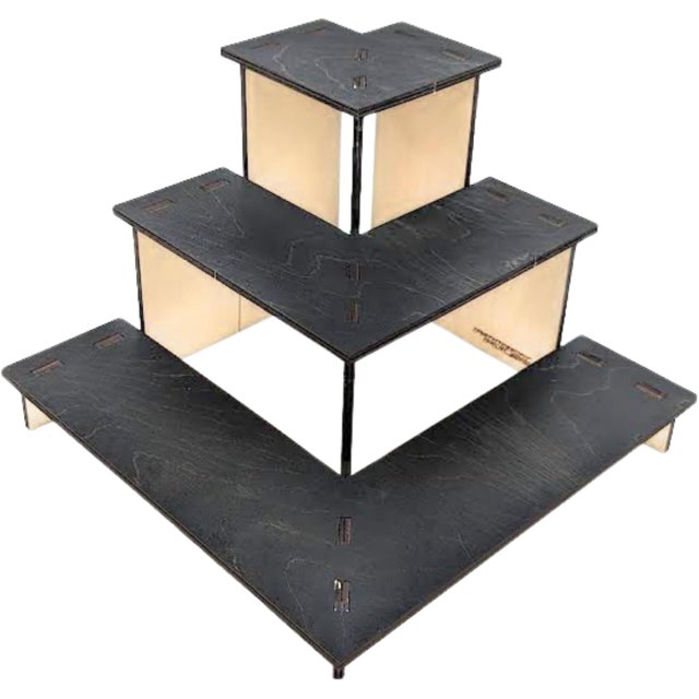Patriot Pulse 3-Tier Retail Shelves Perfect for Craft Shows, Farmers Markets, Trade Shows, Product Displays, Table Tops, Counters (Square Corner Display (Black))