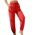 thumbnail image 3 of Lounge Jogger Pants for WomenElastic High Waist Drawstring Lightweight Long Pants Solid Color Versatile Casual Sports Pants with Pockets, 3 of 6