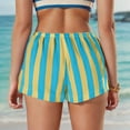 thumbnail image 3 of Lenpel Women's Striped Shorts Trendy Elastic High Waisted Drawstring Hot Beach Shorts Summer Casual Shorts, 3 of 6
