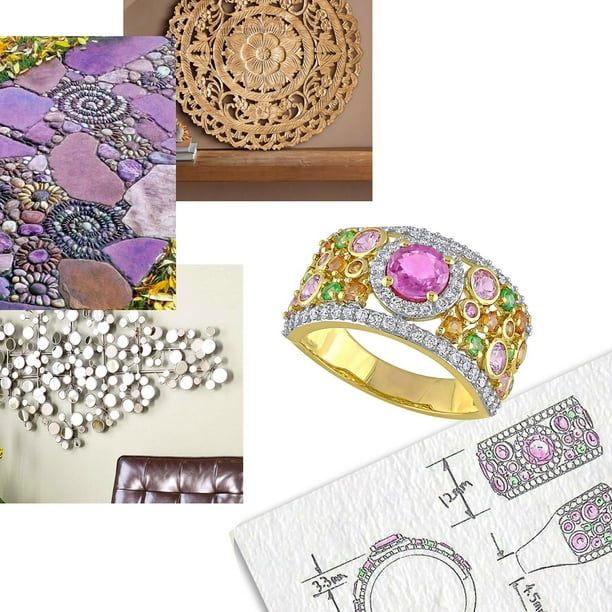 Multi-Color Sapphire & 0.45 CT. T.W. Diamond Ring in 14K