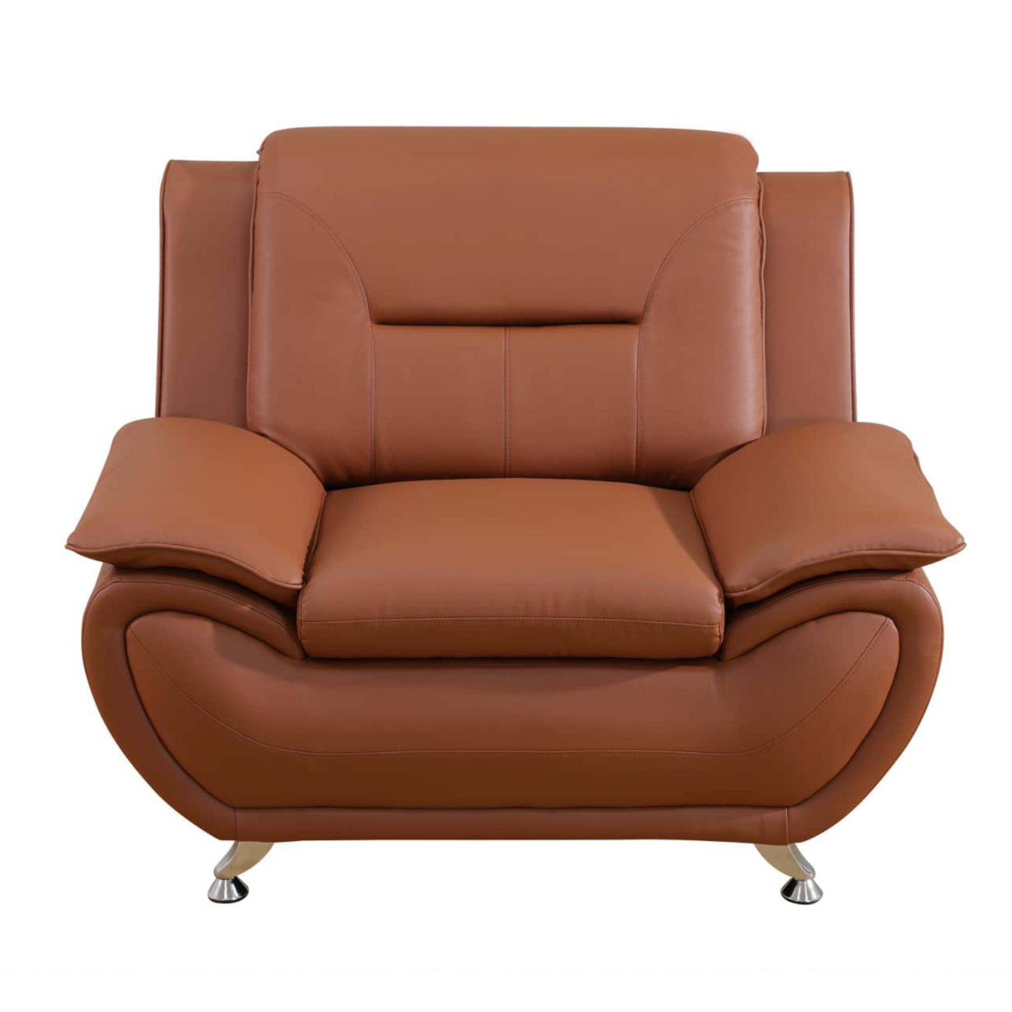 Trumanpick Leather Single Sofa Chair, Modern Comfy Sofa Couch for Living Room, Bedroom, Brown
