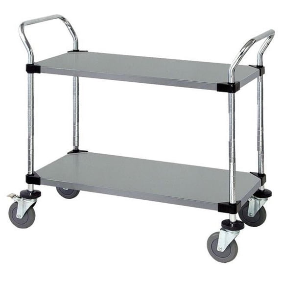 Quantum Storage WRSC-1836-2SS Stainless Steel Utility Cart, 2 Solid Shelves - 18 x 36 x 37.5 in.