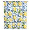 thumbnail image 2 of Yellow Lemon Sheer Curtains 54 Inches Long, Botanical Spring Leaves Abstract Blue Tile Light Filering Curtains, Breathable Simi Curtain Privacy Drapes for Kitchen Bathroom Small Window Treatment, 2 of 9