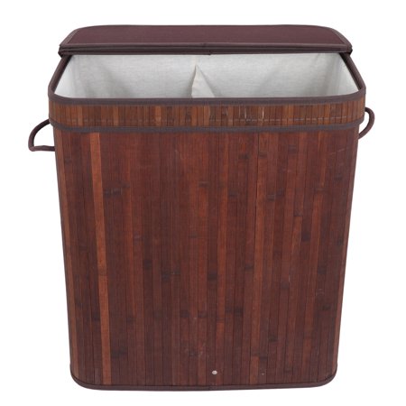 Zeny Home Divided Bamboo Laundry Basket Double Hamper With Lid Zeny Home Divided Bamboo Laundry Basket Double Hamper With Lid Handles And Removable Liner Two Section Dirty Clothes Storage Sorter Rectangular W String