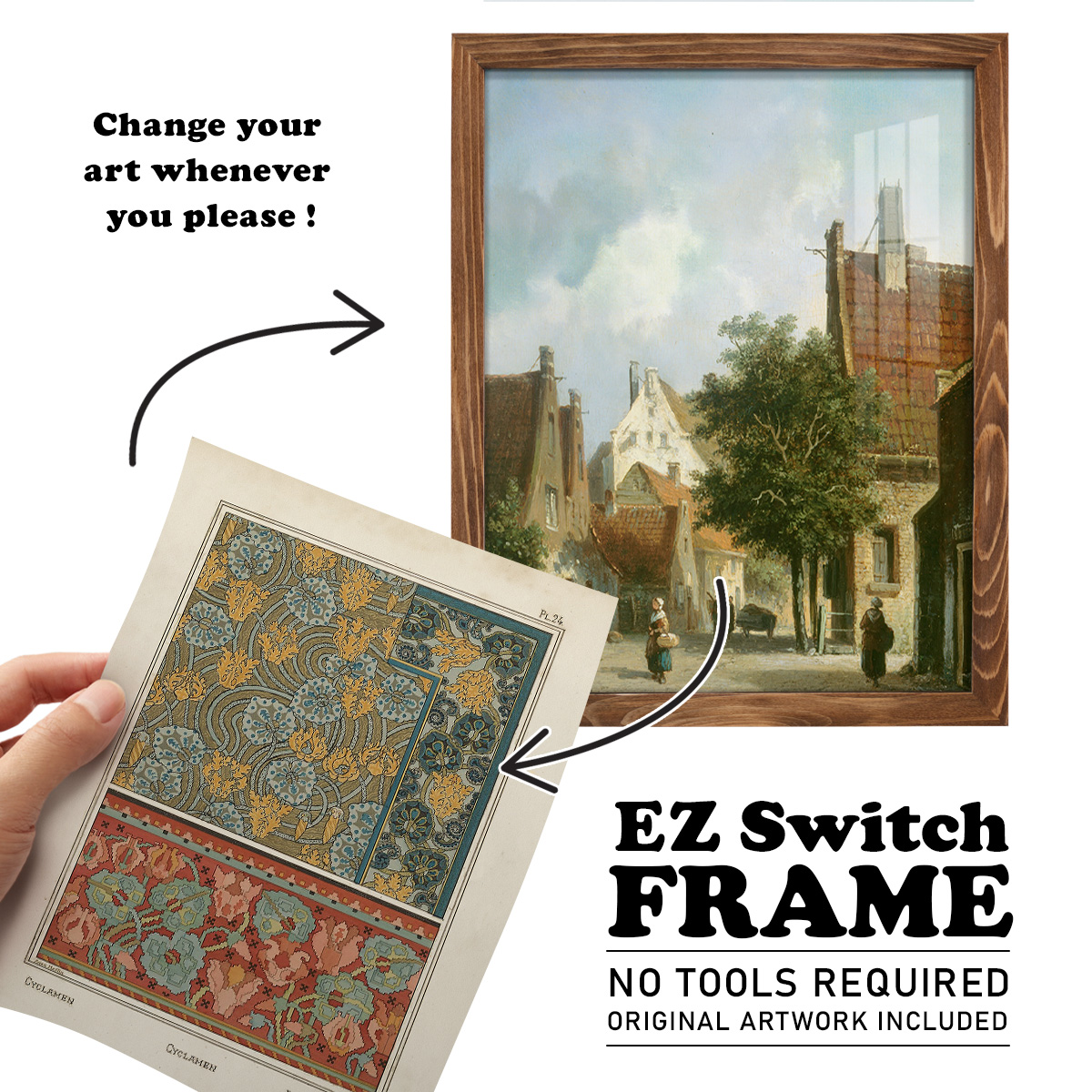 Nouveau Decorative I - Framed Print w/glass - Walnut