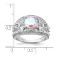 thumbnail image 2 of 925 Sterling Silver Rhodium Plated Clear and Iridescent Cubic Zirconia Ring Size 8 Ring for Women, 2 of 2