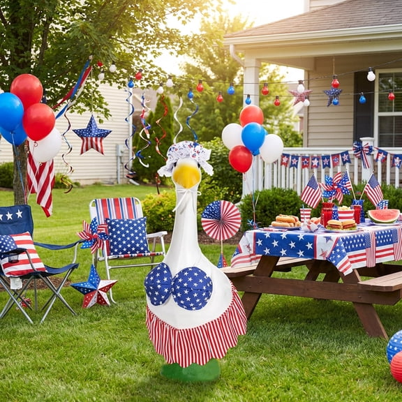 Independence Day Porch Gooses Dress Great White Gooses Independence Day Clothing for 23 Inch Statue Patio Garden Decoration