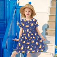 thumbnail image 2 of Dog Moon Short Sleeve Dress A-Line Cute Midi Casual Sundress 2-8 Years, 2 of 6