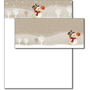 Snowman Present Holiday Letterhead & Envelopes - 20 Sets