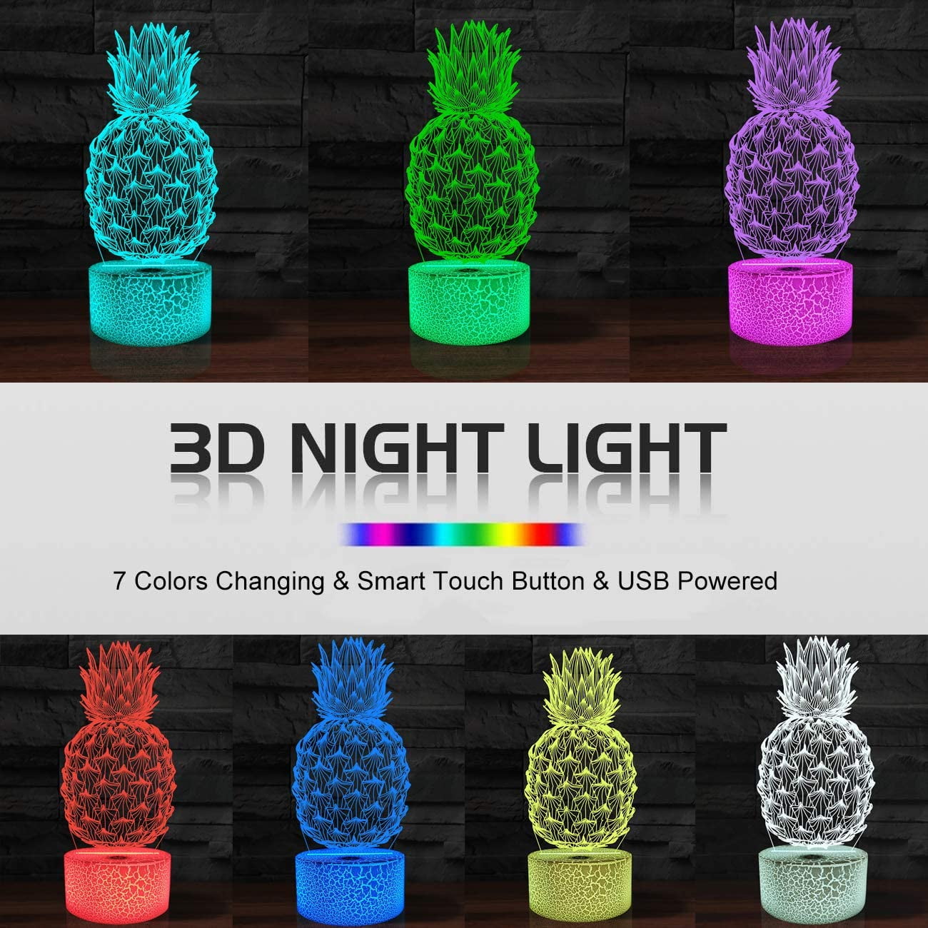 Light Up Pineapple Mood Light LED Colour Changing Night Light Table Party 