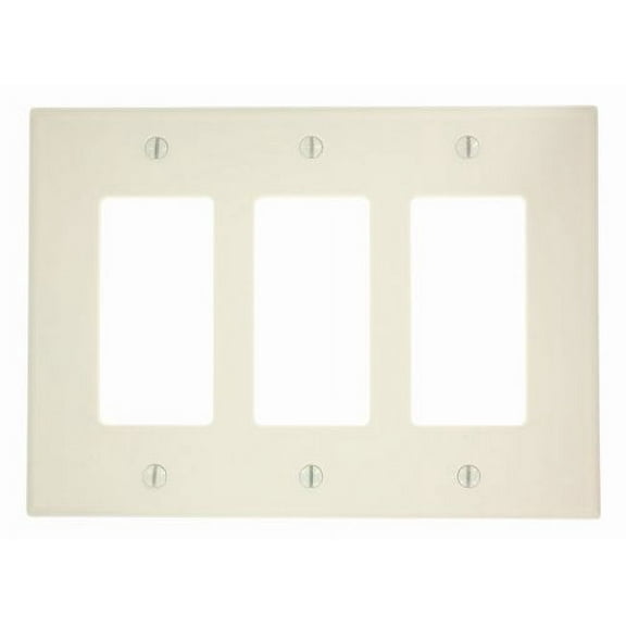 Leviton 80611-T Light Almond Midway Three Gang Decora Wall Plate