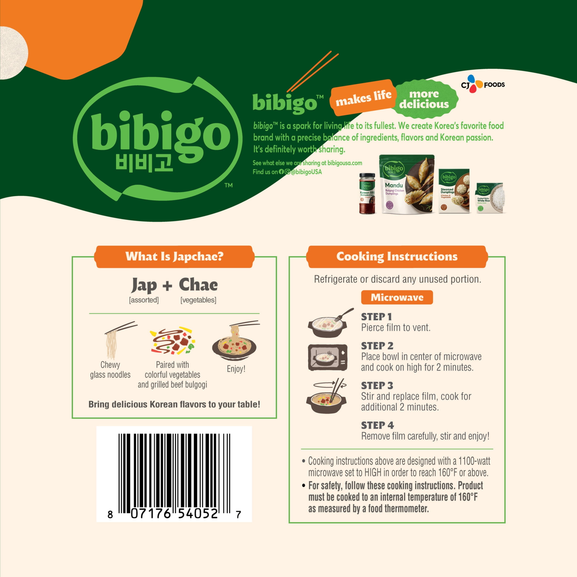 Bibigo Frozen Beef & Vegetable Japchae Noodles, 10.0 oz